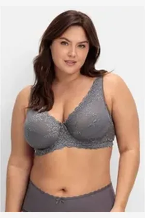 Sheego Bügel-BH Große Größen mit floraler Stickerei-Spitze grau 105