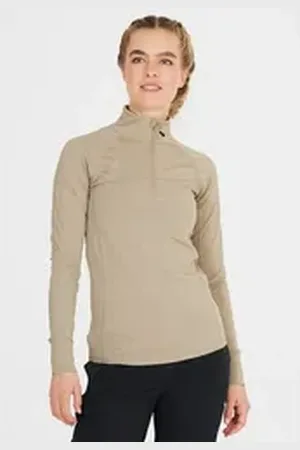 Whistler Langarmshirt Blume (1-tlg) mit Reißverschluss und Stehkragen beige|grau 50