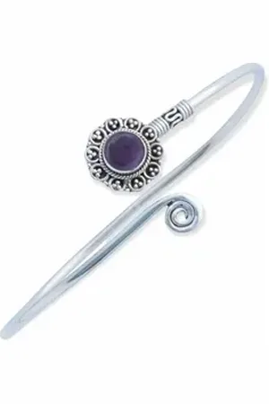 mantraroma Silberarmband DUABAN aus 925 Silber mit Amethyst (Armschmuck im Schmuckbeutel), 925 Sterling Silber Armschmuck für Damen lila