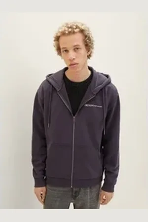 TOM TAILOR Denim Sweatjacke Hoodie mit Reißverschluss grau M