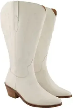 Ulla Popken Leder-Cowboystiefel 3 XL-Schaft Stickerei Weite H Stiefel beige|rosa 39 EU