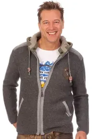 SPIETH & WENSKY Trachtenstrickjacke Strickjacke Herren - DAKAR - mittelgrau, natur grau M