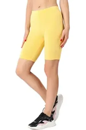 Merry Style Leggings Damen Kurze Leggings aus Viskose MS10-414 (1-tlg) elastischer Bund gelb M