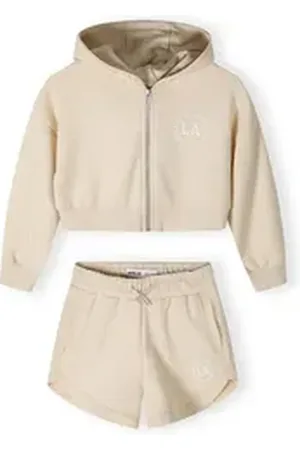 Minoti Sweatanzug Kapuzen-Sweatshirt und Shorts Set (3y-14y) beige|braun 152-158cm