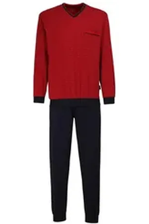 Götzburg Pyjama Herren Pyjama Baumwolle (2 tlg) rot XL (54)