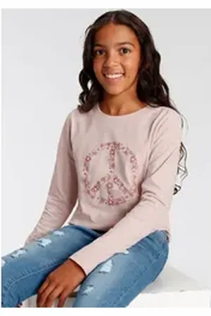 Kidsworld Langarmshirt Peace Langarm, Basic-Passform, mit Statements/Sprüchen rosa 164/170