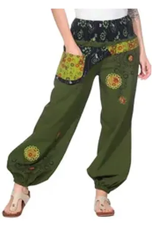 Kunst und Magie Haremshose Damen IBIZA Strandhose Wellnesshose Pluderhose in verschiedenen Farben grün 4XL