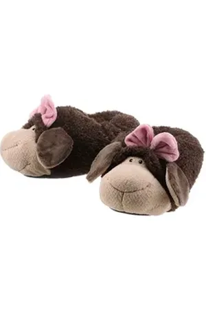 NICI JOLLY Coco Plüsch Hausschuhe mit hübscher Schleife beige|braun