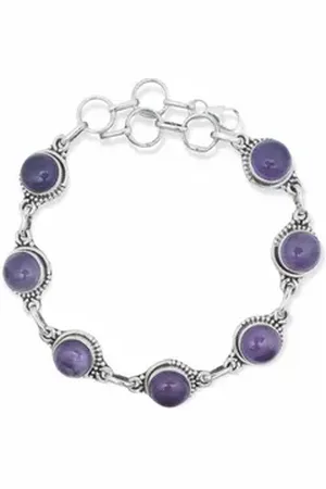 mantraroma Silberarmband IMBALI rund aus 925 Silber mit Amethyst (Armschmuck im Schmuckbeutel), 925 Sterling Silber Armschmuck für Damen lila
