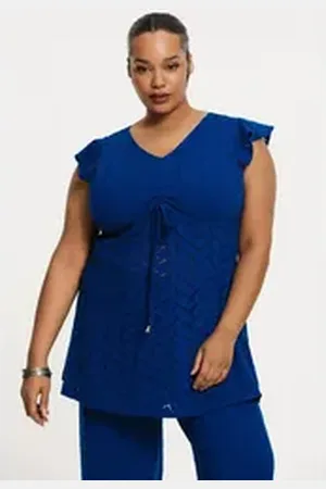 Yoek Tunika Damen Tunika ärmellos blau 54/56
