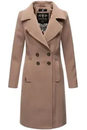 Navahoo Wintermantel Wooly edler Damen Trenchcoat in Wollmantel-Optik braun XXL (44)