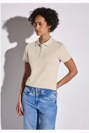 Street one Poloshirt aus Baumwolle mit Stretchante beige 42