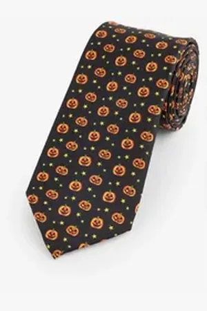 Next Krawatte Schmale Krawatte mit Halloween-Design (1-St) orange|schwarz