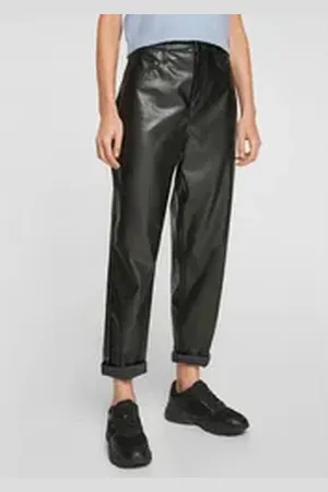 QS by s.Oliver 7/8-Hose Relaxed: 7/8-Hose in Leder-Optik schwarz 42