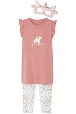 Vertbaudet Nachthemd Mädchen-Set: Nachthemd, Leggings, Einhornmaske rosa 110