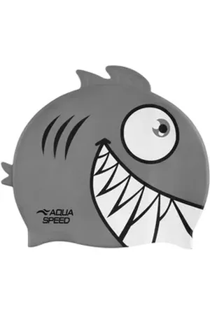 Aquaspeed Badekappe Kinder-Wasserkappe Bequeme Silikonhaube mit 3D-Piranha-Optik (Hautfreundlich & strapazierfähig – ideal für Pool, Meer & Freizeitbad), Angenehmer Sitz – kein Ziepen, kein Drücken, einfach bequem & sicher