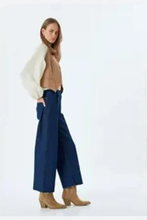 Koton High-waist-Jeans Hohe Leibhöhe Culotte blau 32/32
