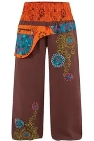 Kunst und Magie Haremshose Damen IBIZA Strandhose Wellnesshose Pluderhose in verschiedenen Farben braun 4XL