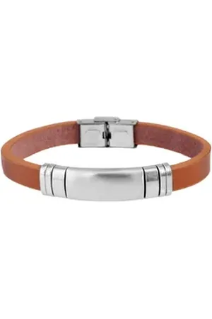 Akzent Armband Toms Echtlederarmband mit Edelstahlgravurplatte, (Einzeln) braun