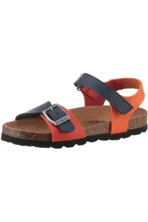 Kidsworld Riemchensandale Sommerschuh, Strandschuh, Urlaubschuh mit Klett blau|orange|rot 33 EU