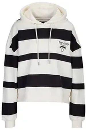 19V69 Italia Hoodie SAKURA gestreifter Damen Kapuzenpullover mit Logo-Patch (XS-XXL) schwarz L