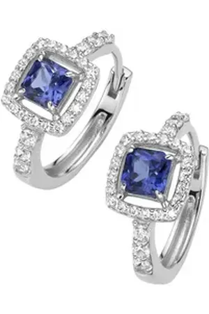 Giorgio Martello Paar Creolen mit Ziersteinen, Silber 925 blau