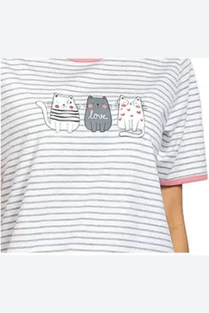 Comtessa Nachthemd Comte Kids (Set, 1-tlg., 1-teilig) Mädchen Sleepshirt Pyjama Kurzarm Baumwolle grau|lila 140