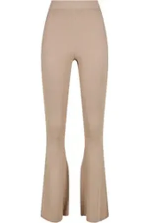 Urban classics Leggings Damen Ladies Rib Knit Bootcut Leggings (1-tlg) beige XXL