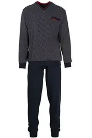 Götzburg Pyjama Herren Pyjama Baumwolle (2 tlg) blau M (50)