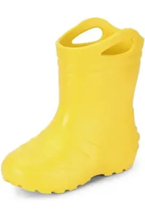 Ladeheid Federleichte Regenschuhe Kinder mit Griffen KL051 Gummistiefel mit herausnehmbare Einlegesohle gelb 25 EU