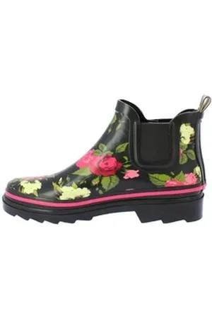 Beck Damen Chelsea Gummistiefel Wild Roses Gummistiefel (Tolle Passform) modisch, wasserdicht schwarz 42 EU