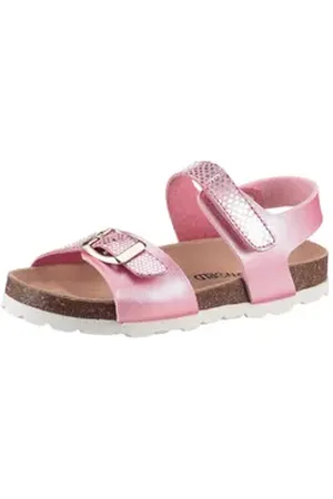 Kidsworld Riemchensandale Sommerschuh, Klettschuh, Urlaubschuh, Strandschuh in Metallic-Optik rosa|silberfarben 29 EU