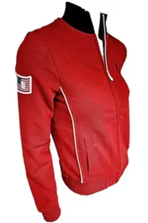 FERRARI Sweatjacke Offiziell Damen Full Zip 60er America Red Retro Motorsport im sportlichem Design S