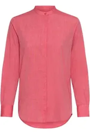 HUGO BOSS ORANGE Klassische Bluse C_Befelize_21 Chambray Qualität, Stehkragen rosa 44