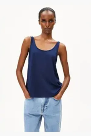 Armedangels Shirttop ASHRAANI SOLID Damen (1-tlg., Regular Fit) empty blau S/36