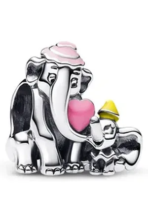 PANDORA Kettenanhänger Silber Charm Disney Dumbo & Mama silberfarben