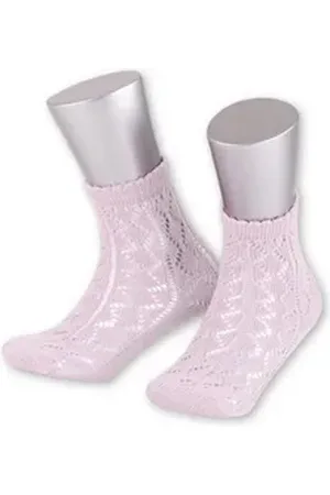 LUSANA Trachtensocken Trachtensocken Kinder - AJOUR - hellblau, hellrosa rosa 3-4 (23-26)