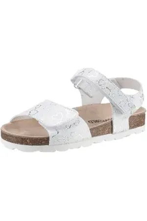 Kidsworld Sandale, Sommerschuh, Klettschuh, Sandalette, mit schimmerndem Herzchenprint silberfarben|weiß 33 EU