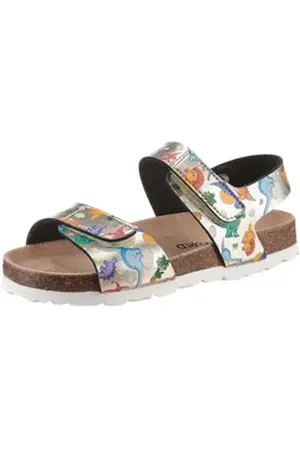 Kidsworld Dinos Riemchensandale Klettschuh, Sommerschuh, Sandalette mit ergonomisch geformtem Fußbett goldfarben 27 EU