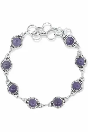 mantraroma Silberarmband PUNTI rund aus 925 Silber mit Amethyst (Armschmuck im Schmuckbeutel), 925 Sterling Silber Armschmuck für Damen lila