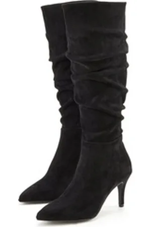 Lascana Reißverschlussstiefel mit modischer Raffung, Langschaft, High-Heel Stiefelette,Slouchy Boots schwarz 42 EU
