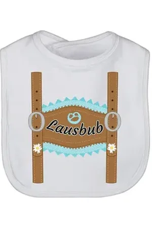 Shirtracer Lätzchen Lausbub Lederhose, Mode für Oktoberfest Baby Outfit weiß