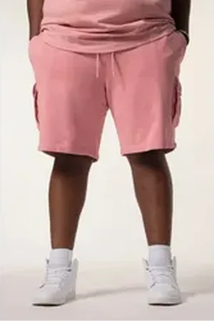 STHUGE Schlupfhose Cargo-Bermuda Elastikbund Sweat Relaxed Fit rosa 4XL