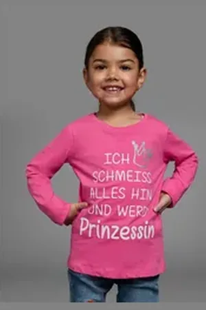 Kidsworld Langarmshirt Ich schmeiss alles hin und werd ́ Prinzessin langärmlig, Basic-Passform, mit Glitzerdruck rosa 116/122