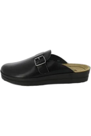 Beck Herren-Clogs Leo mit einer Schnalle Hausschuh (sehr bequeme Wohlfühl-Schuhe, für Zuhause und Draußen) Obermaterial und Decksohle aus echtem Leder schwarz 42 EU