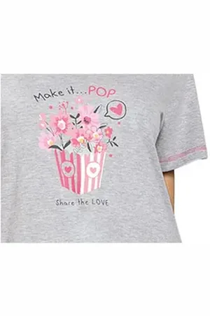 Comtessa Schlafanzug Comte Kids (Set, 2 tlg., 2-teilig) Mädchen Pyjama Shorty Kurzarm Baumwolle grau|lila 164