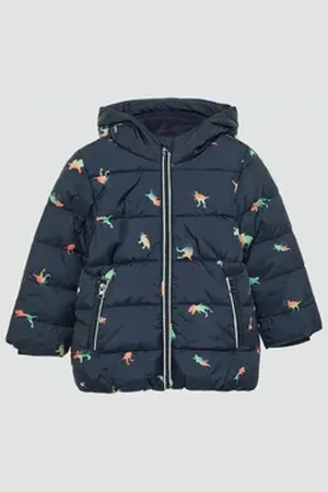 QS by s.Oliver Outdoorjacke Steppjacke mit Fleecefutter Logo blau 122
