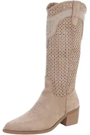 Ital-Design Damen Cowboyboots Western Sommerboots (88843677) Blockabsatz Stiefel in Hellbraun braun 41 EU