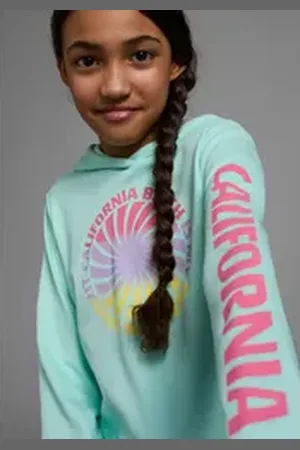 Kidsworld Kapuzenshirt, Langarmshirt mit Ärmelprint Langarm, gerade Passform, mit coolem Aufdruck blau 164/170