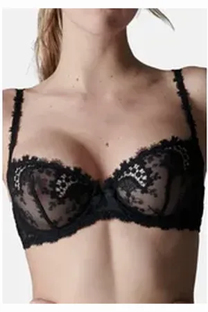 Simone Pérèle Bügel-BH Wish (1-tlg) Bügel-BH - Leicht transparent - Mit floraler Stickerei schwarz 85